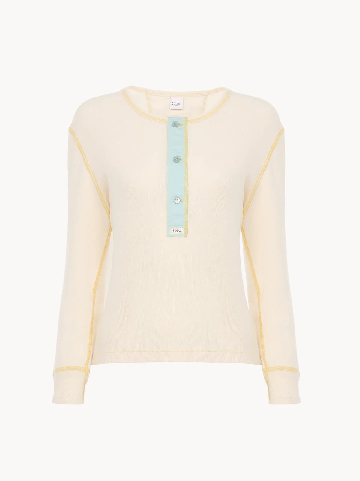 Fitted Henley shirt in cotton jersey