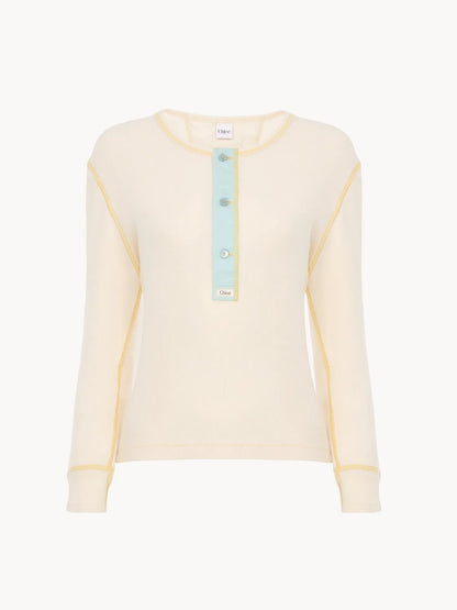 Fitted Henley shirt in cotton jersey