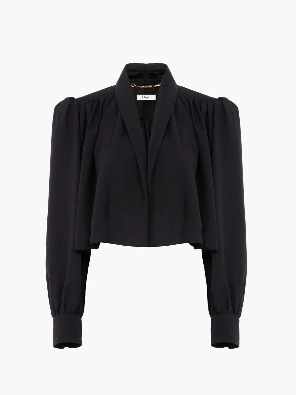 Gathered cropped jacket in washed viscose faille