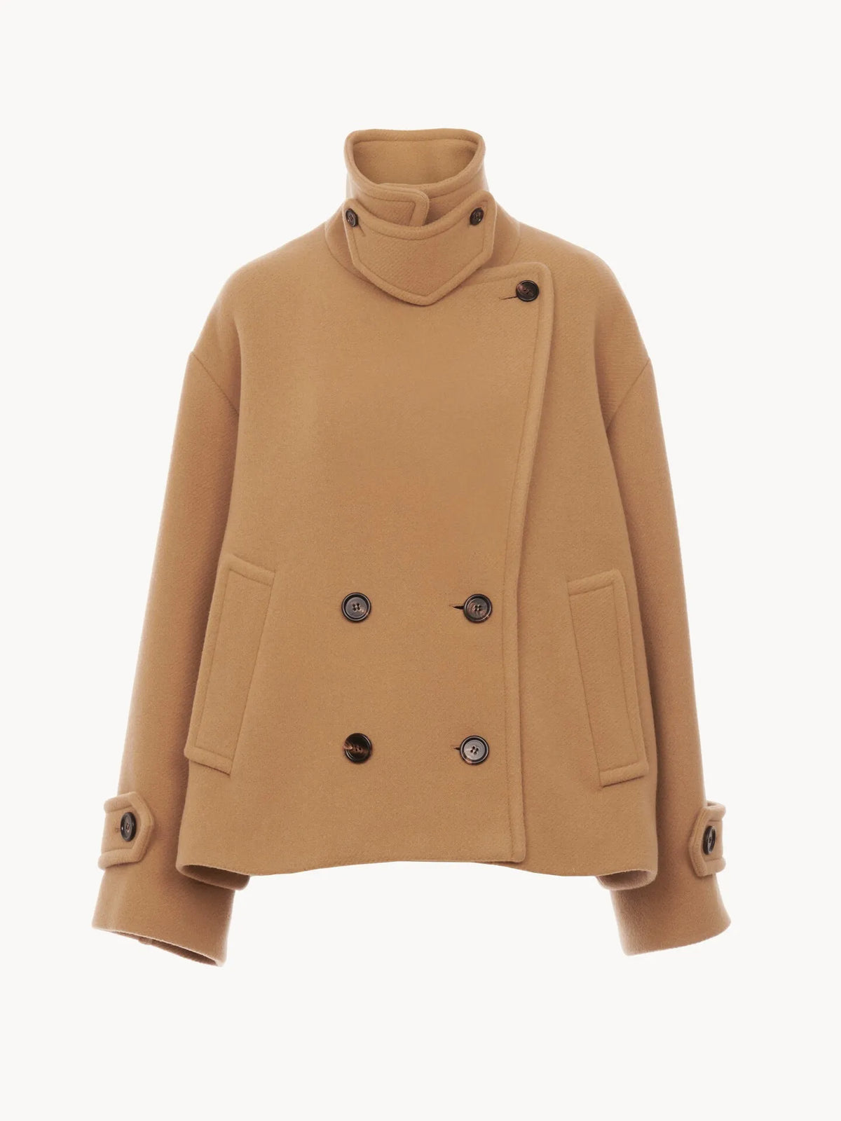 Oversized short coat in wool