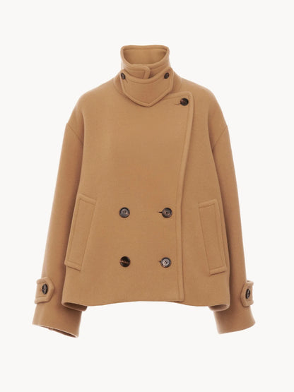 Oversized short coat in wool