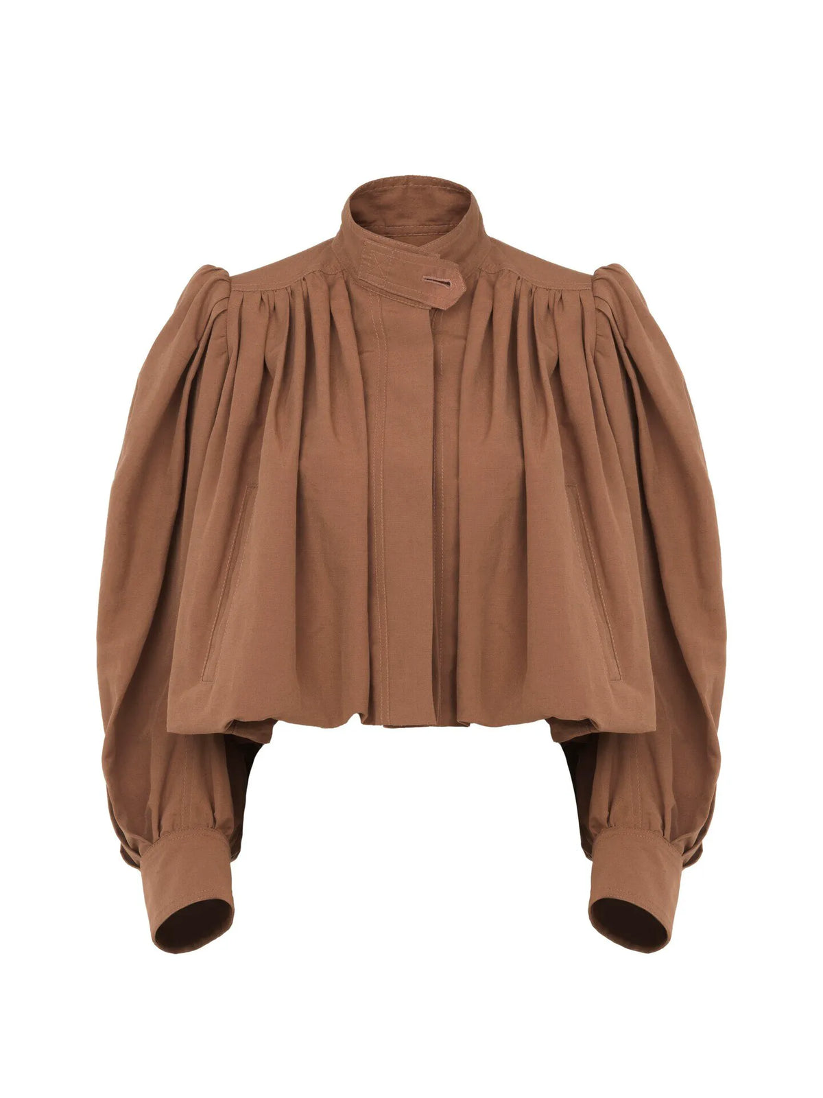 Gathered boule jacket in linen & cotton