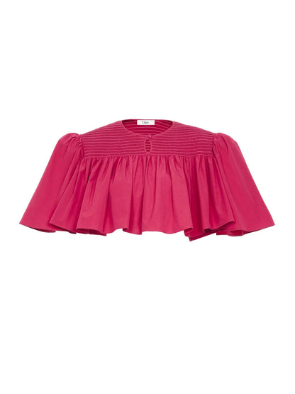 Gathered cropped top in cotton poplin