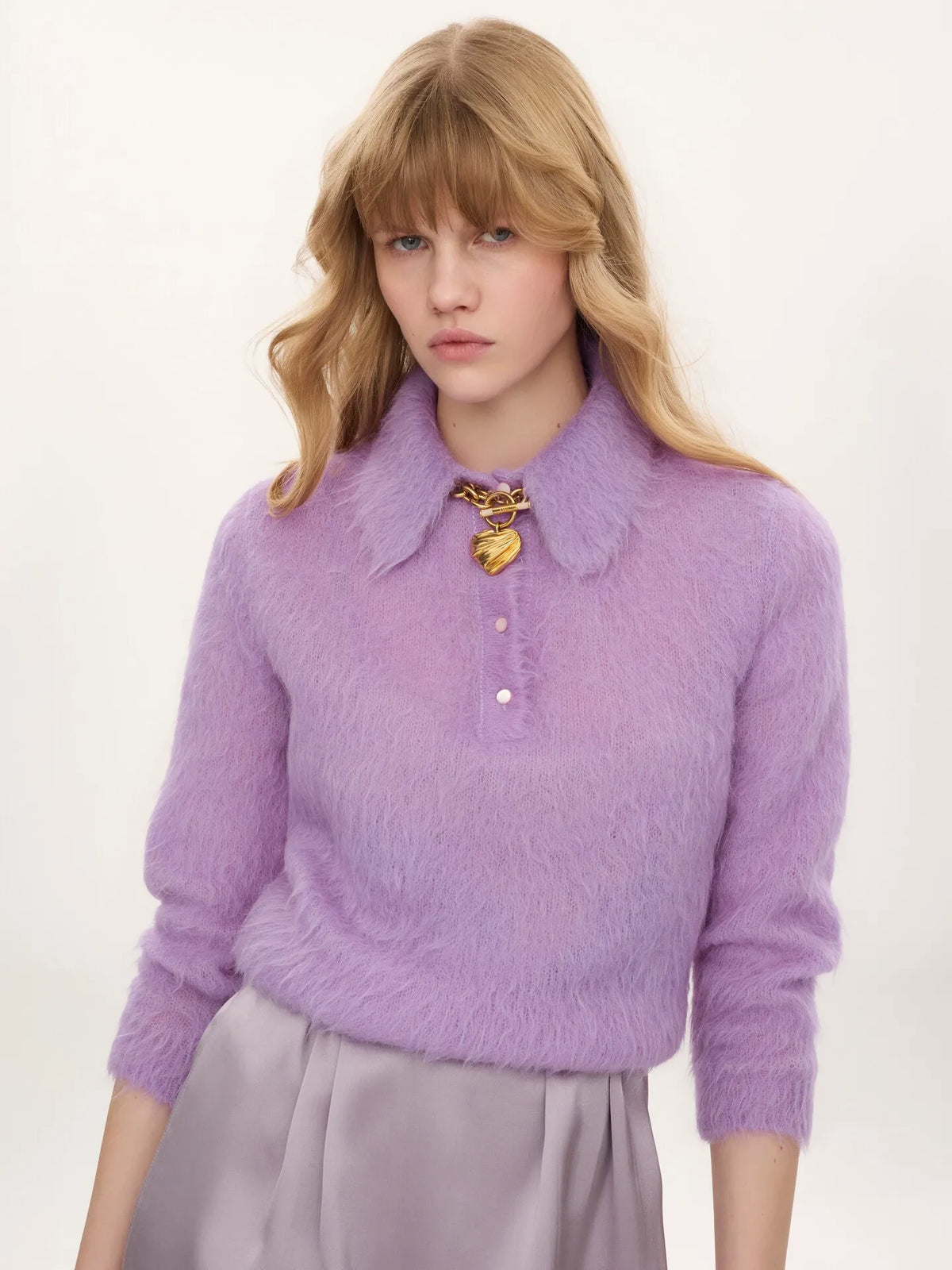 Polo sweater in an alpaca wool-blend knit