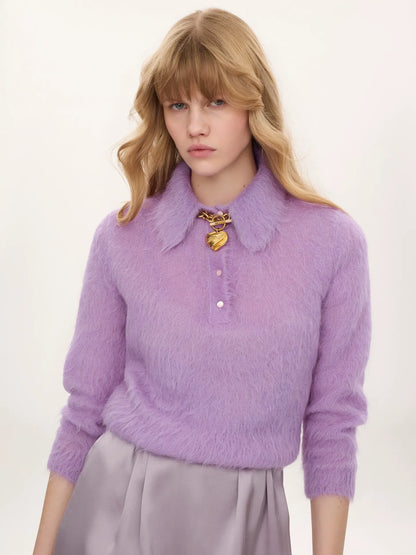Polo sweater in an alpaca wool-blend knit