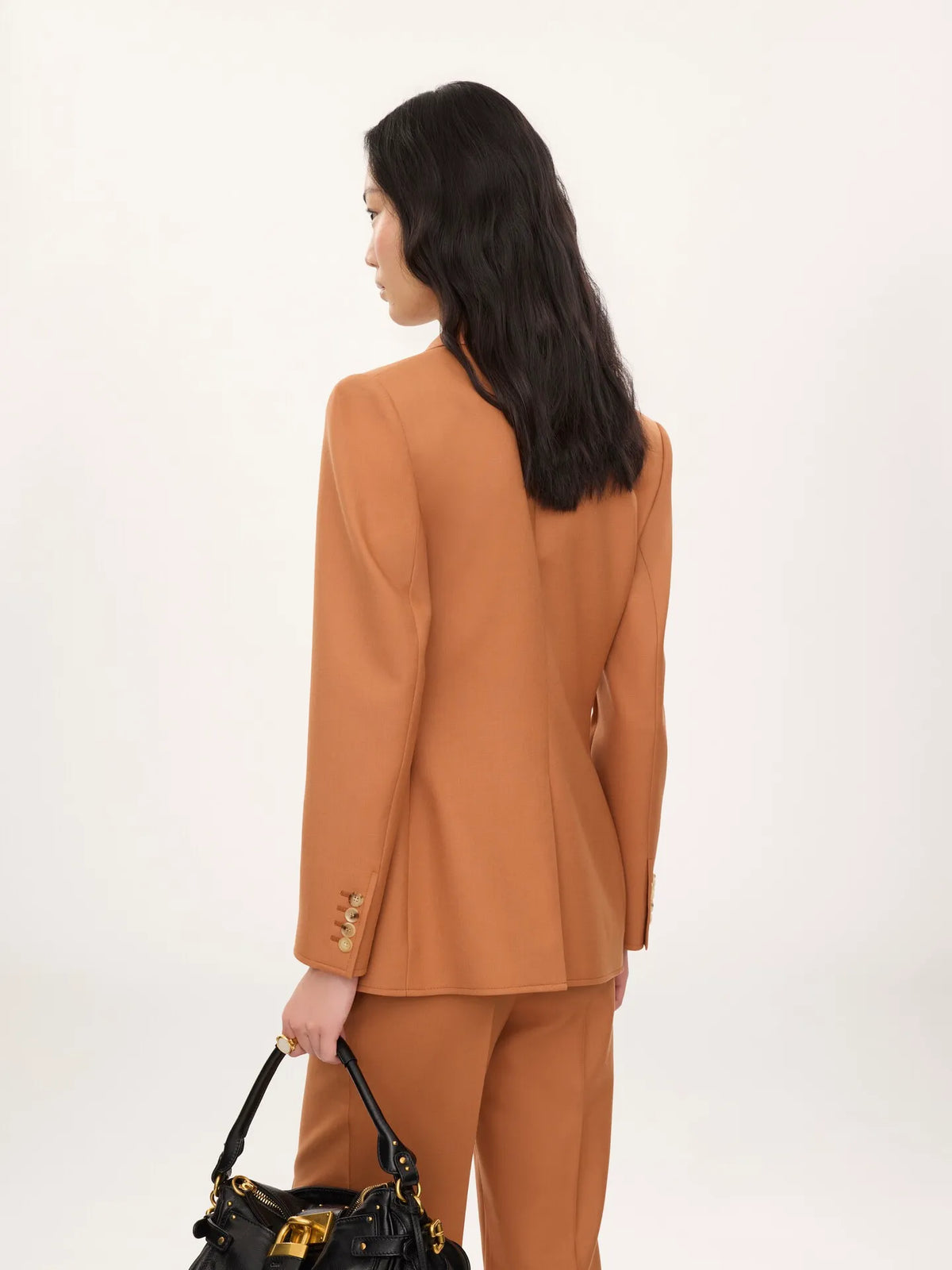 Single-breasted tailored jacket in wool gabardine