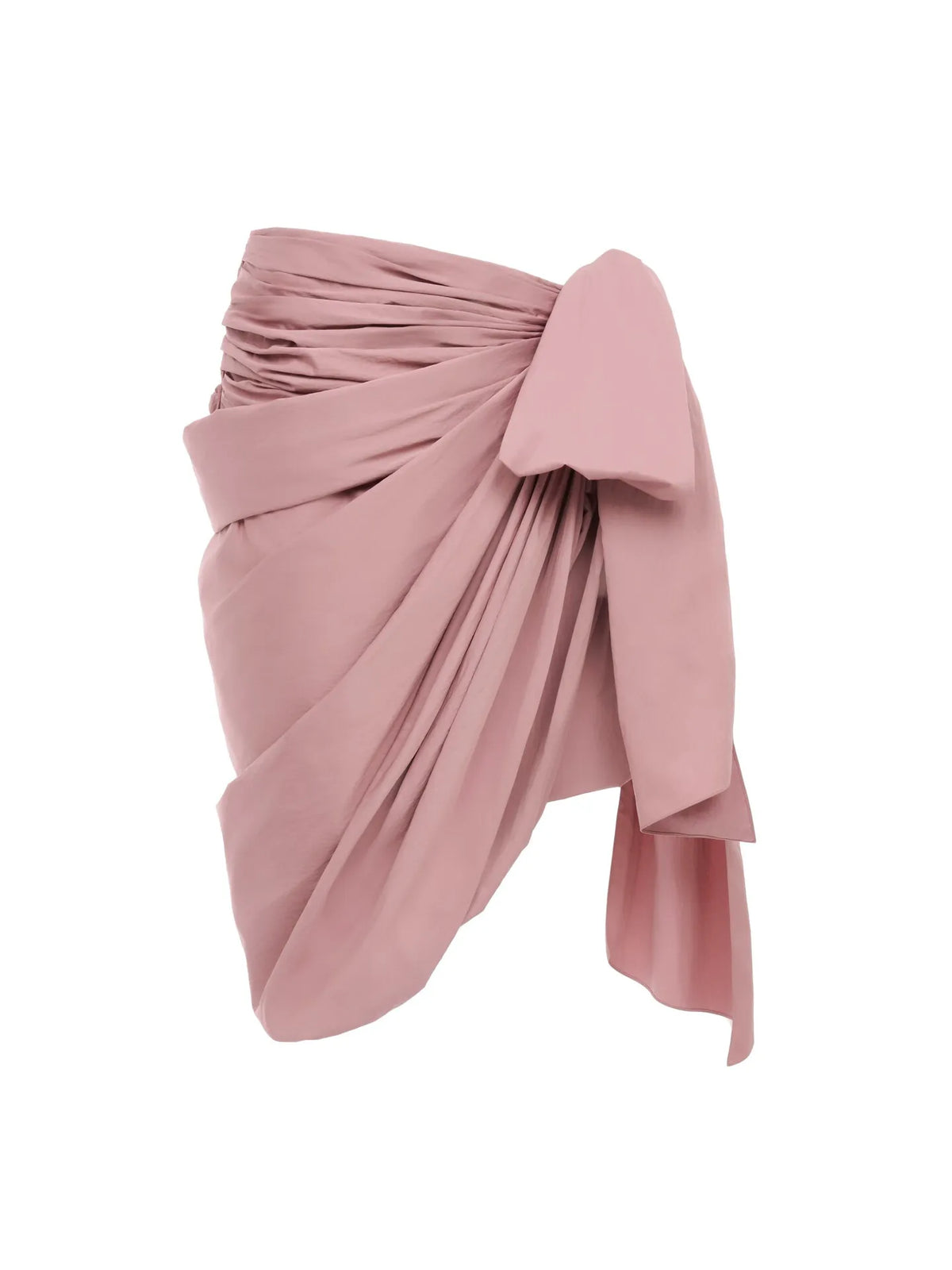 Knee-length wrap skirt in technical satin