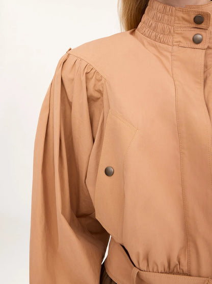 Gathered cropped jacket in cotton poplin