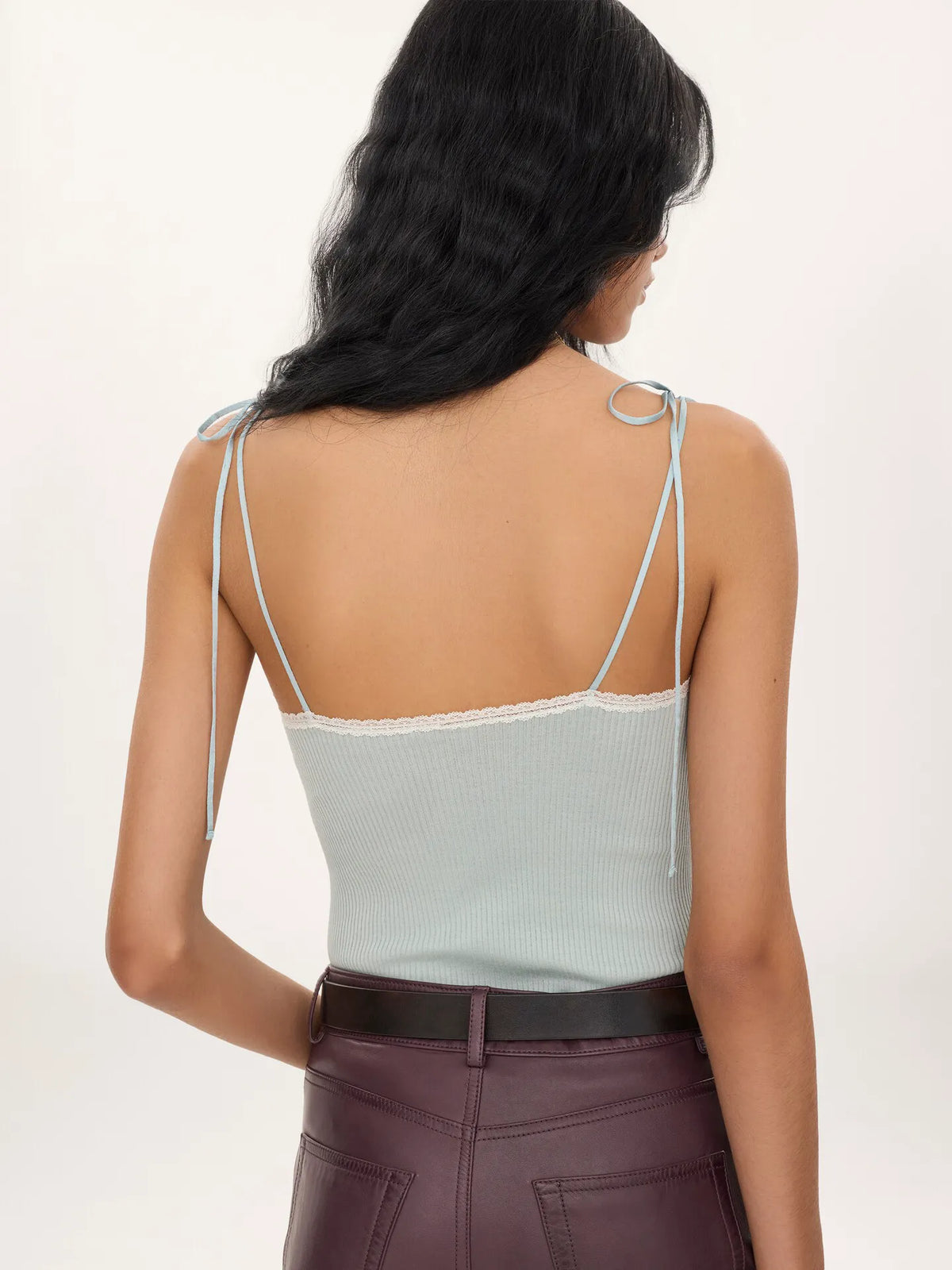 Fitted lingerie top in cotton & lace