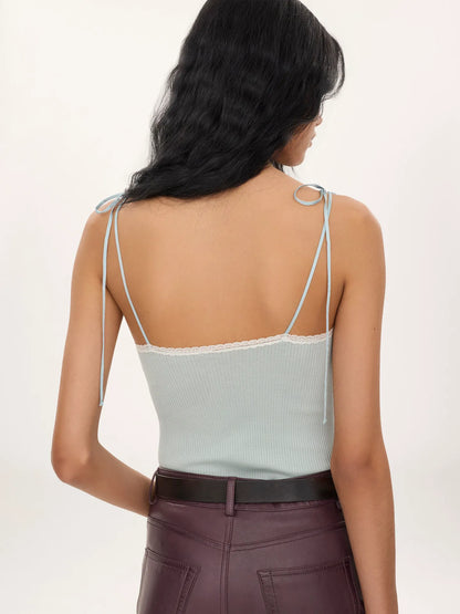 Fitted lingerie top in cotton & lace