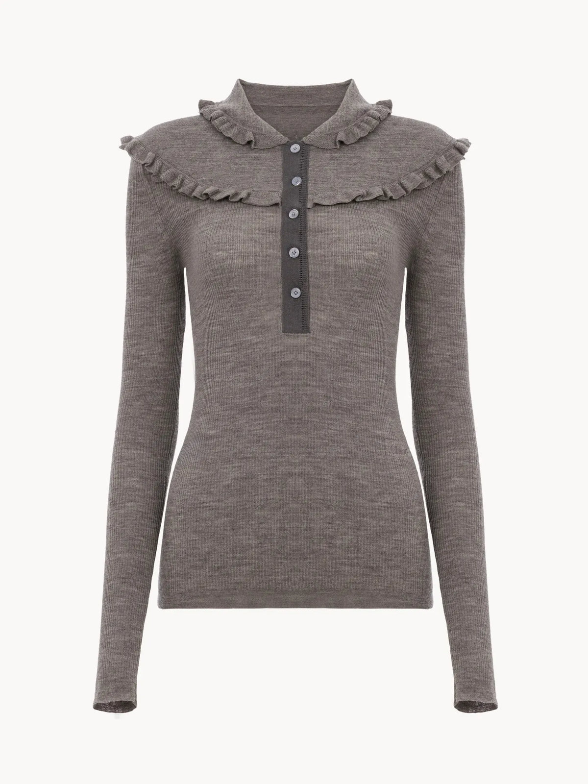 Fitted Henley shirt in a superfine wool knit