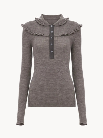 Fitted Henley shirt in a superfine wool knit