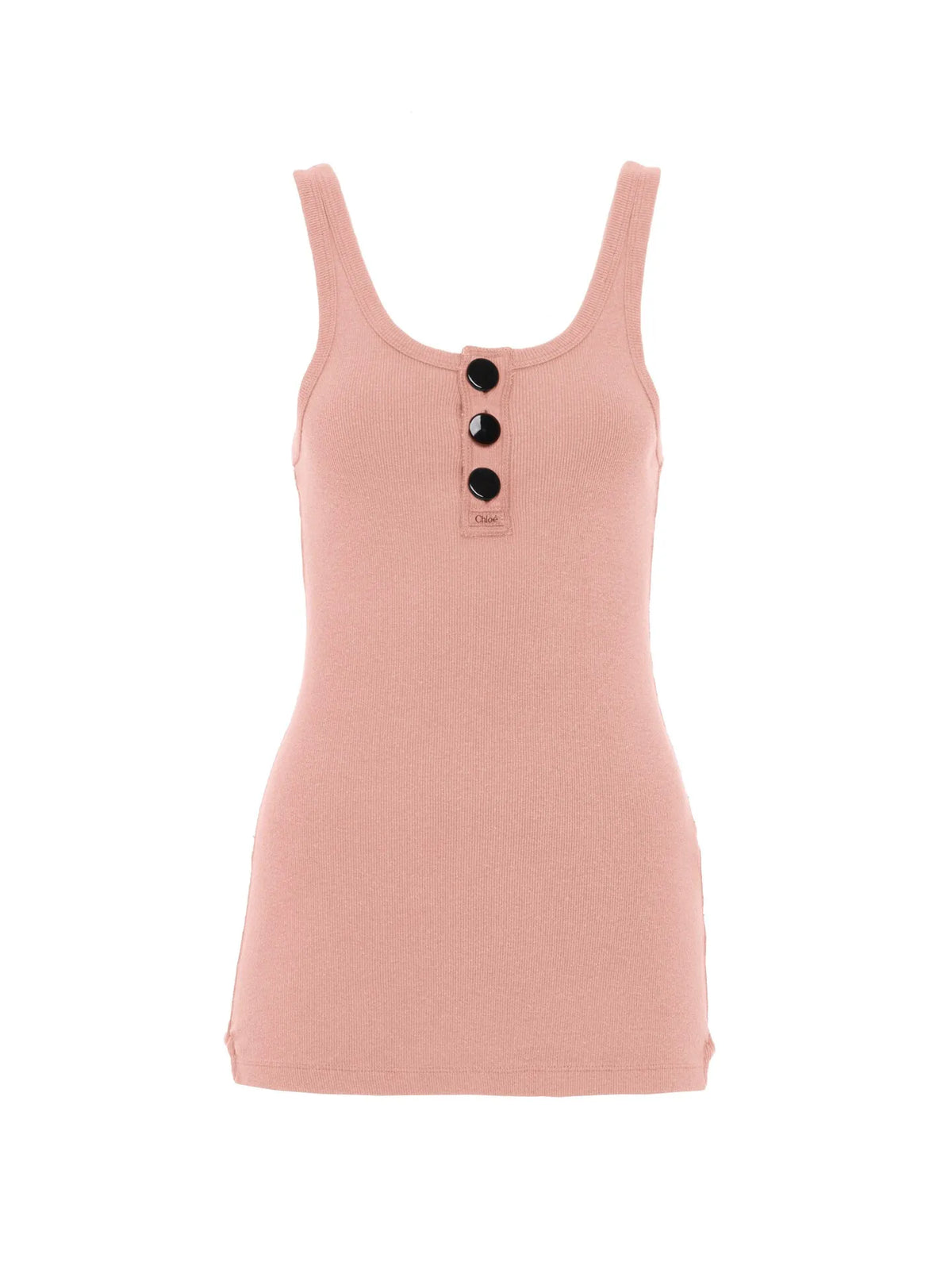 Fitted Henley tank top in cotton jersey
