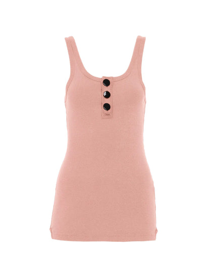 Fitted Henley tank top in cotton jersey