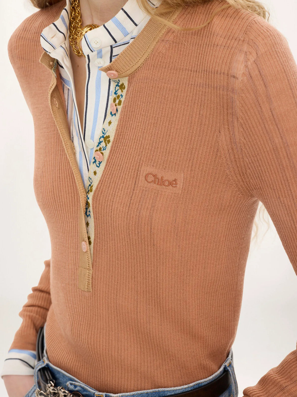 Fitted Henley shirt in superfine wool knit