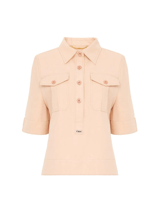 Polo shirt in cotton gabardine