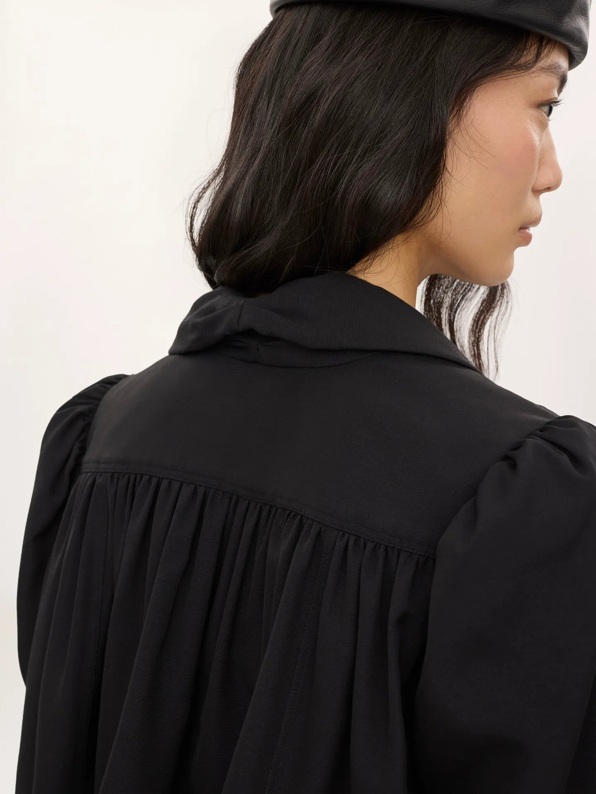 Gathered cropped jacket in washed viscose faille