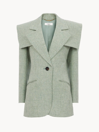 Single-breasted tailored jacket in chiné wool