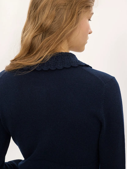 Fitted logo cardigan in a wool knit