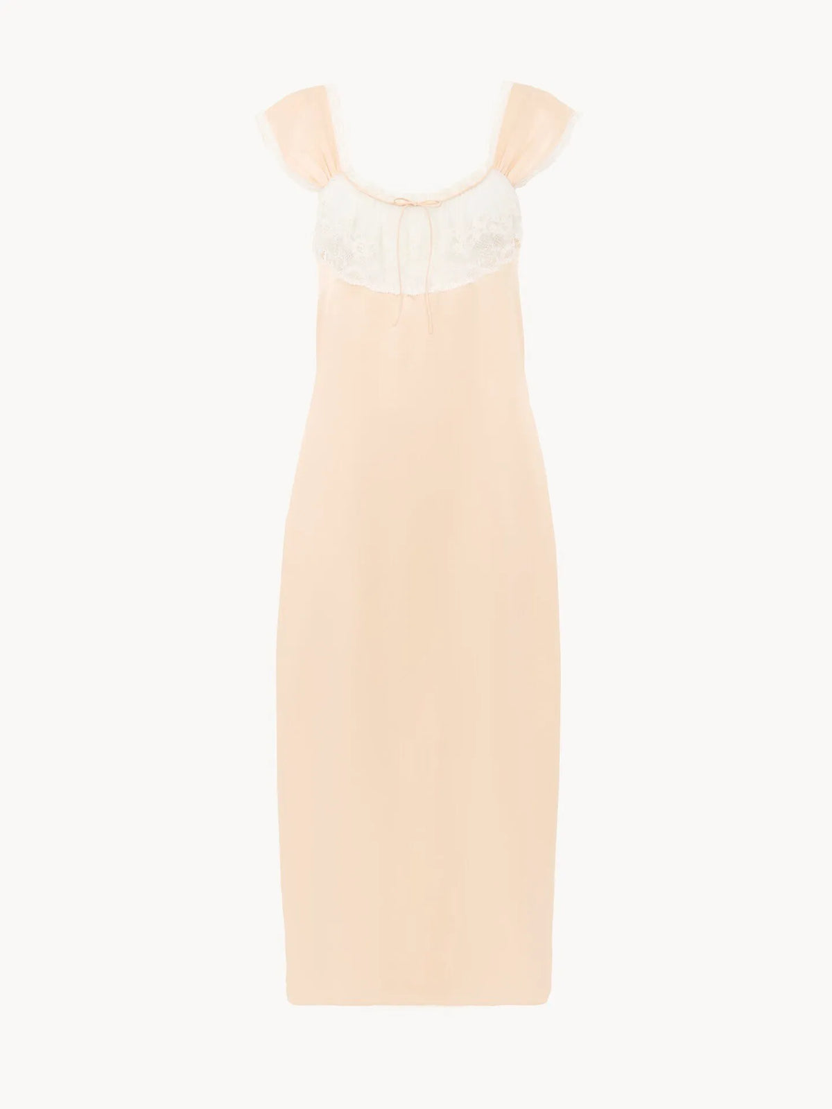 Lingerie dress in washed silk satin & lace