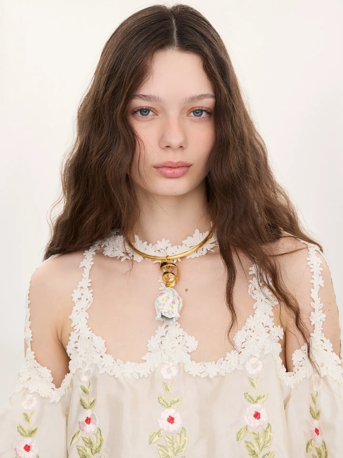 Cut-out cropped top in technical taffeta