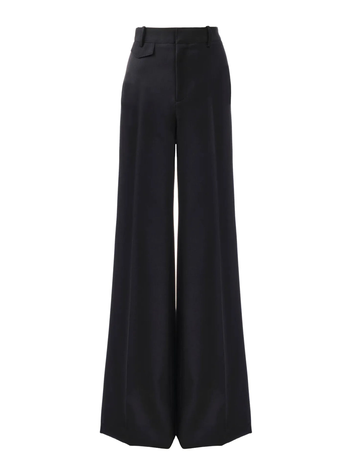 High-rise flared pants in wool grain de poudre