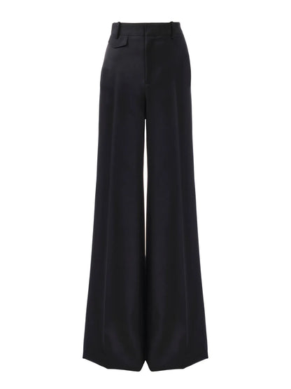 High-rise flared pants in wool grain de poudre
