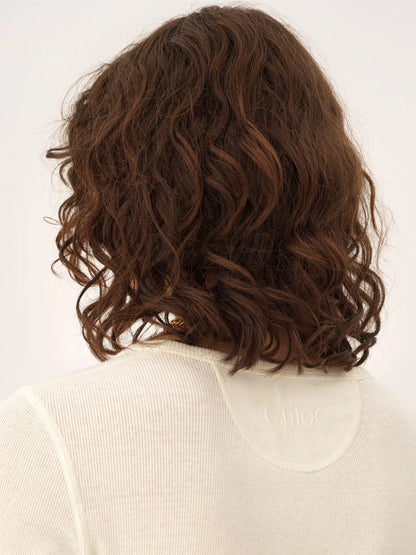 Scoop-neck Henley shirt in cotton jersey