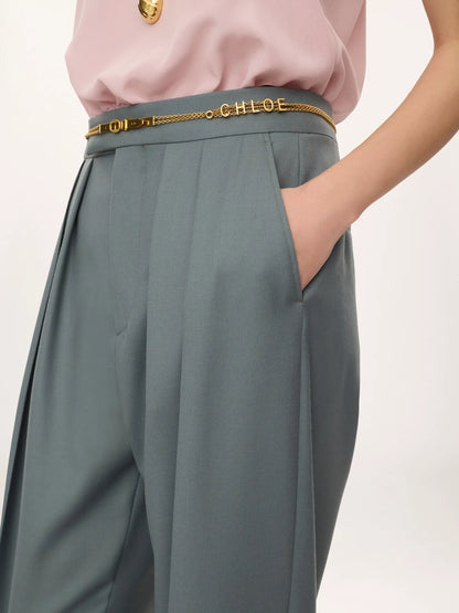 Tailored cigarette pants in wool gabardine