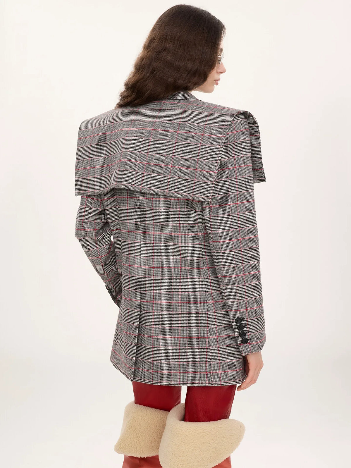 Single-breasted tailored jacket in Prince of Wales wool