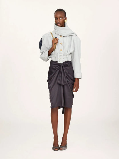 Cropped scarf jacket in a linen-cotton mix