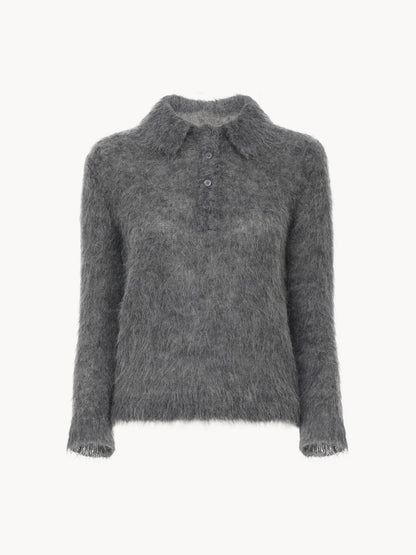 Polo sweater in an alpaca wool-blend knit