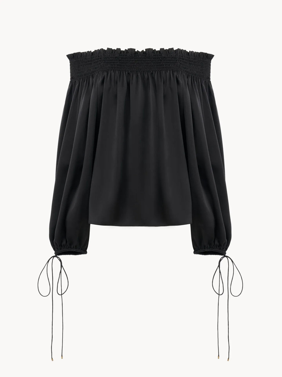 Off-the-shoulder top in washed silk satin