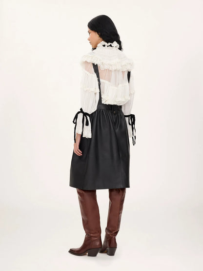 Apron midi dress in leather