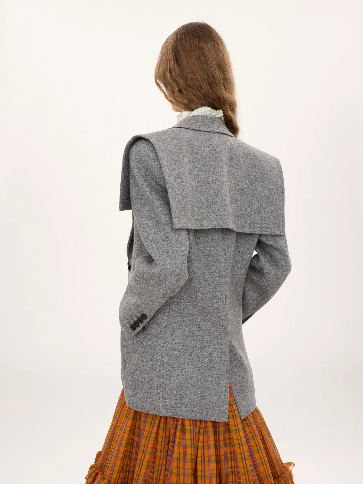 Single-breasted tailored jacket in chiné wool