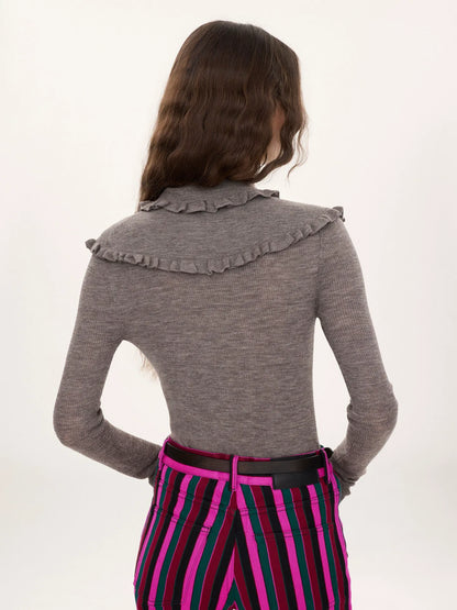 Fitted Henley shirt in a superfine wool knit