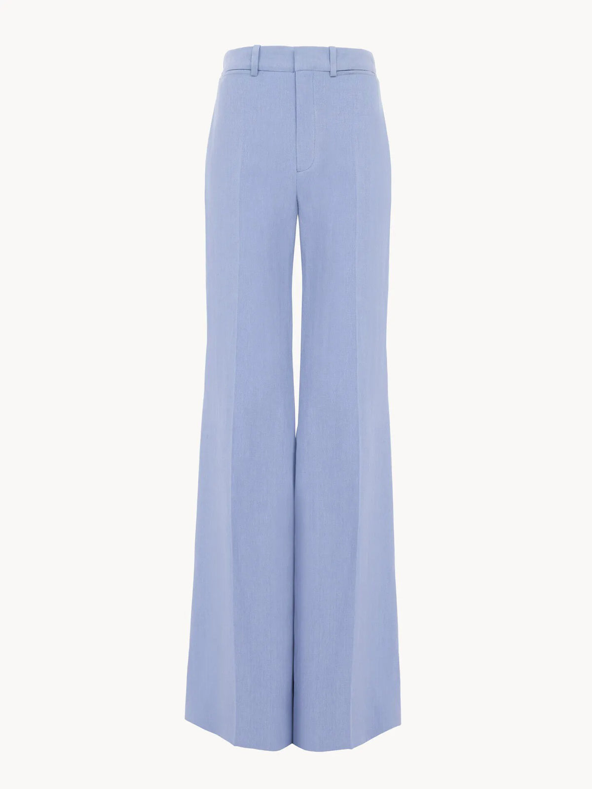 High-rise flared pants in linen crêpe