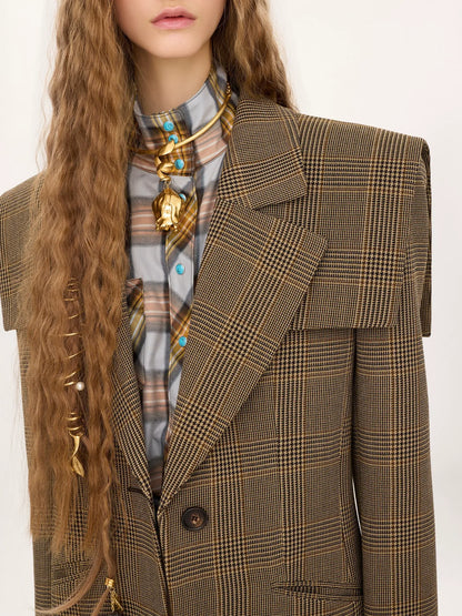 Single-breasted tailored jacket in Prince of Wales wool