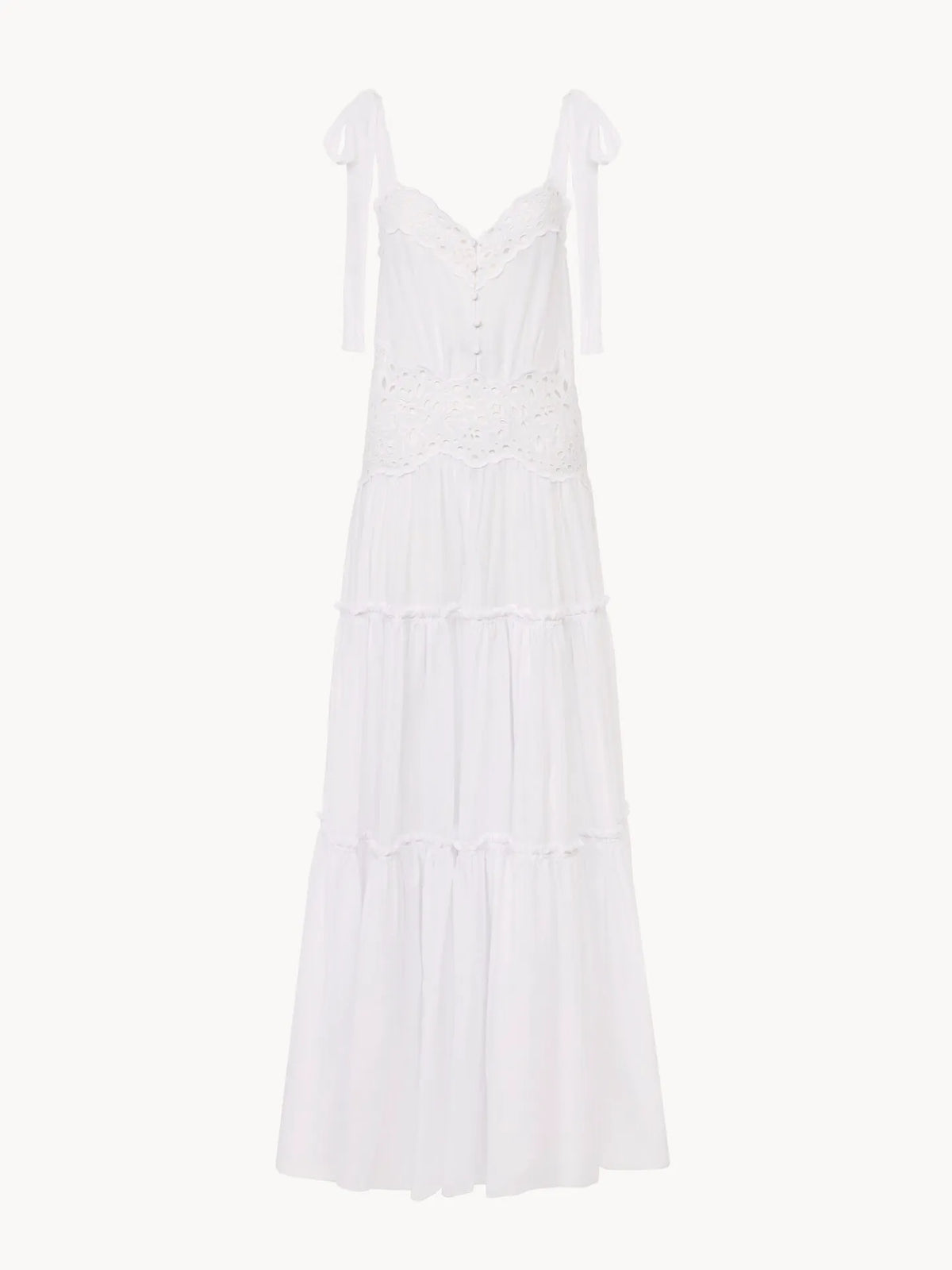 Tiered long dress in cotton voile