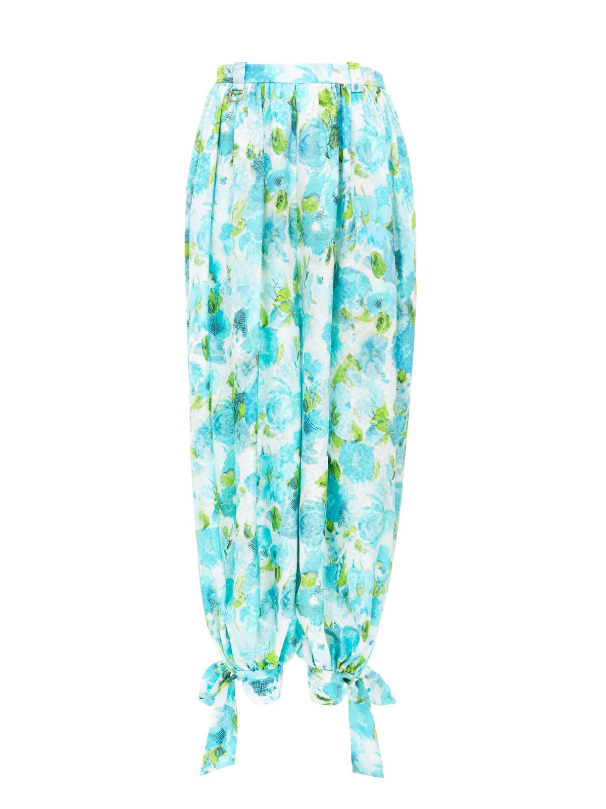 Fluid pleated pants in silk jacquard
