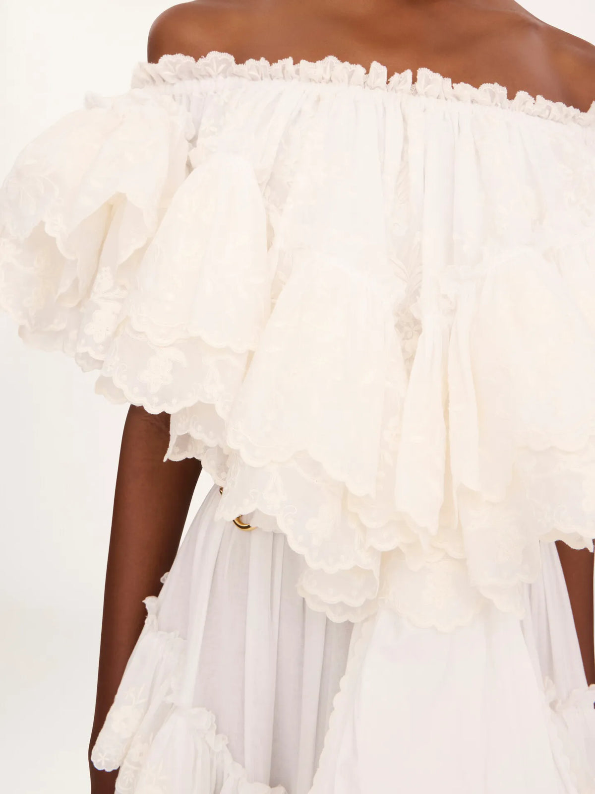 Long ruffled dress in cotton voile