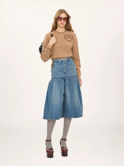 Cropped fitted logo sweater in a wool & cashmere knit