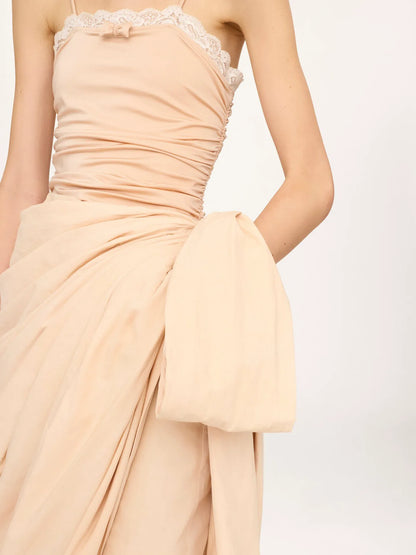 Knee-length wrap skirt in cotton poplin