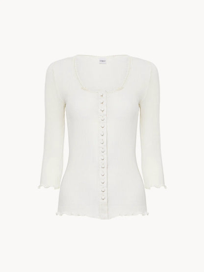 Fitted top in cotton & silk jersey