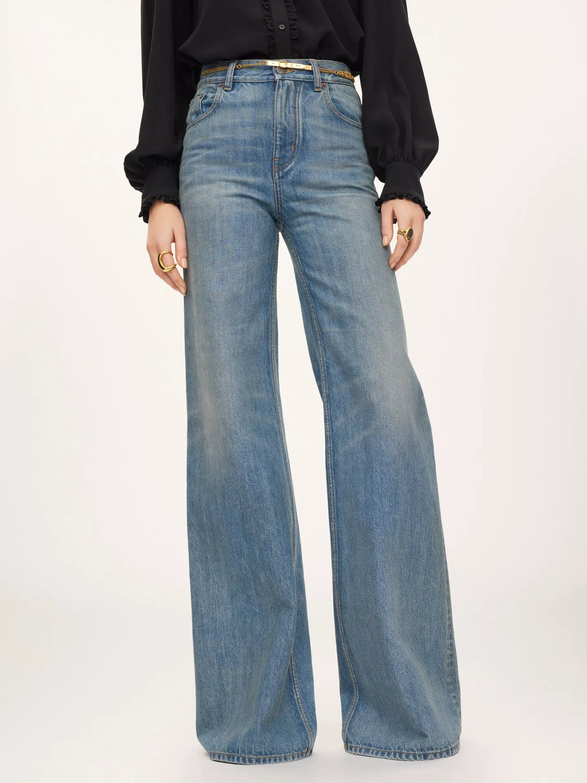 High-rise wide-leg jeans in denim