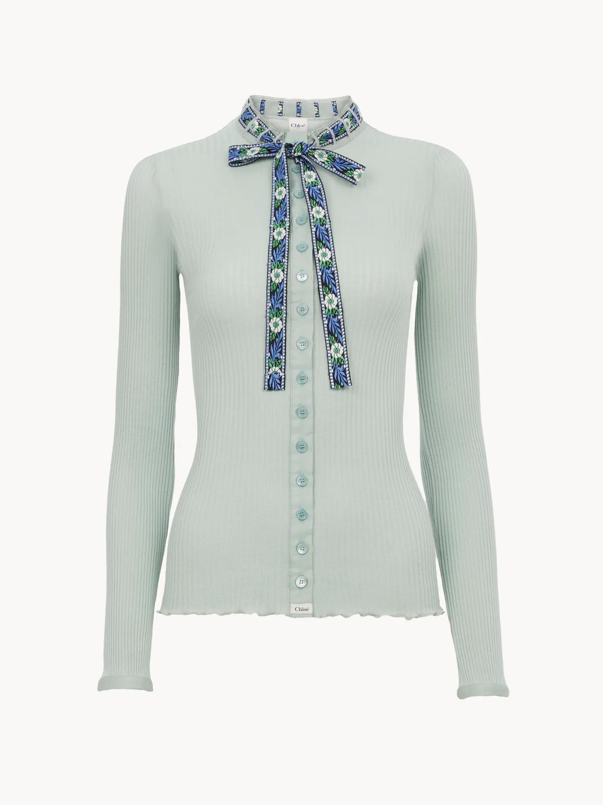 Tie-front fitted cardigan in cotton