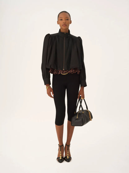 Gathered boule jacket in cotton canvas