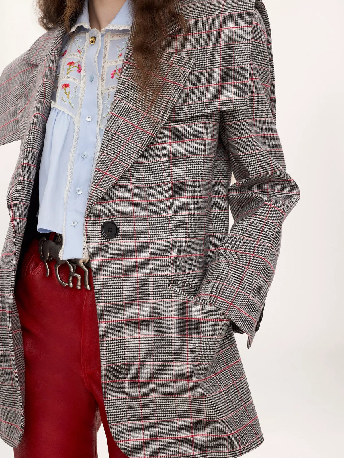 Single-breasted tailored jacket in Prince of Wales wool