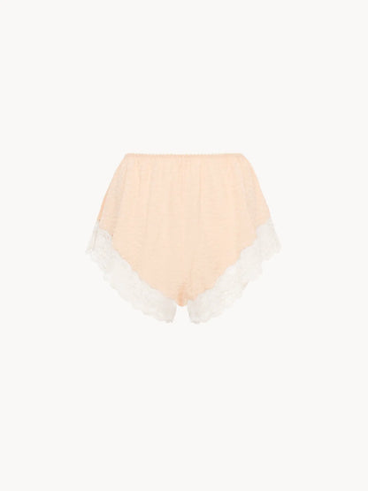 Lingerie shorts in silk jacquard & lace