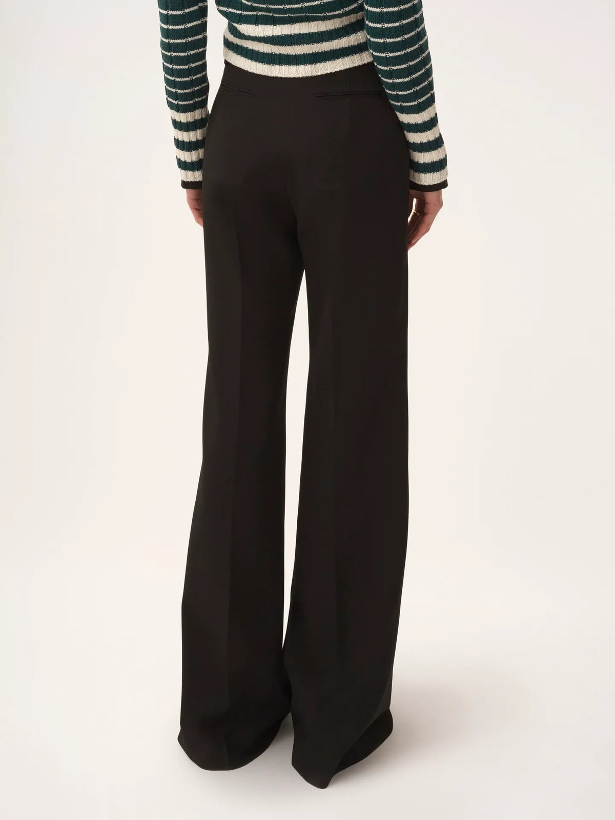 High-rise flared pants in wool grain de poudre